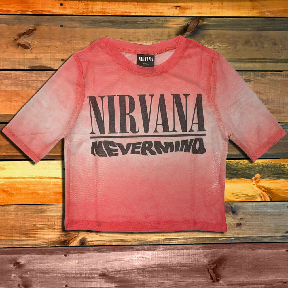 Дамска Къса Тениска/Мрежа/ Nirvana Nevermind Wavy Logo