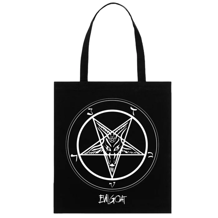 Платнена чанта EVILGOAT Goat pentagram white