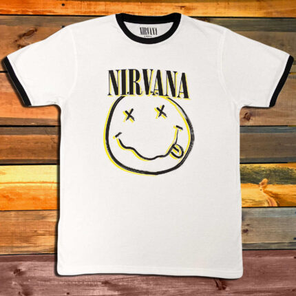 Тениска Nirvana - Double Happy Face - white