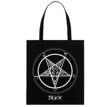 Платнена чанта EVILGOAT - Goat Pentagram - white